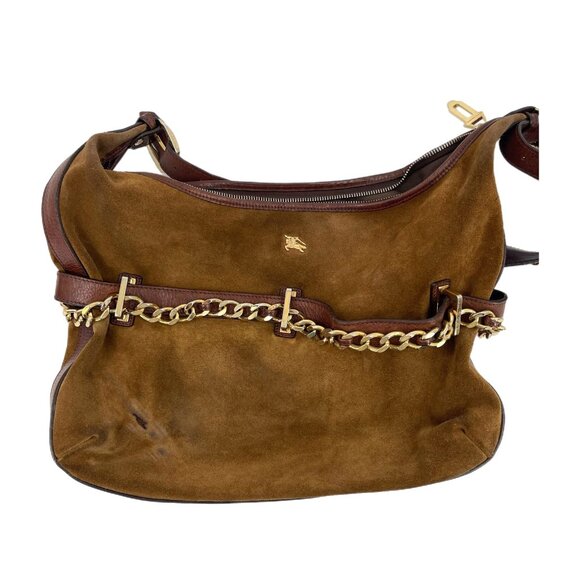Burberry Brown Leather Shoulder BagClassic Style, Medium Size